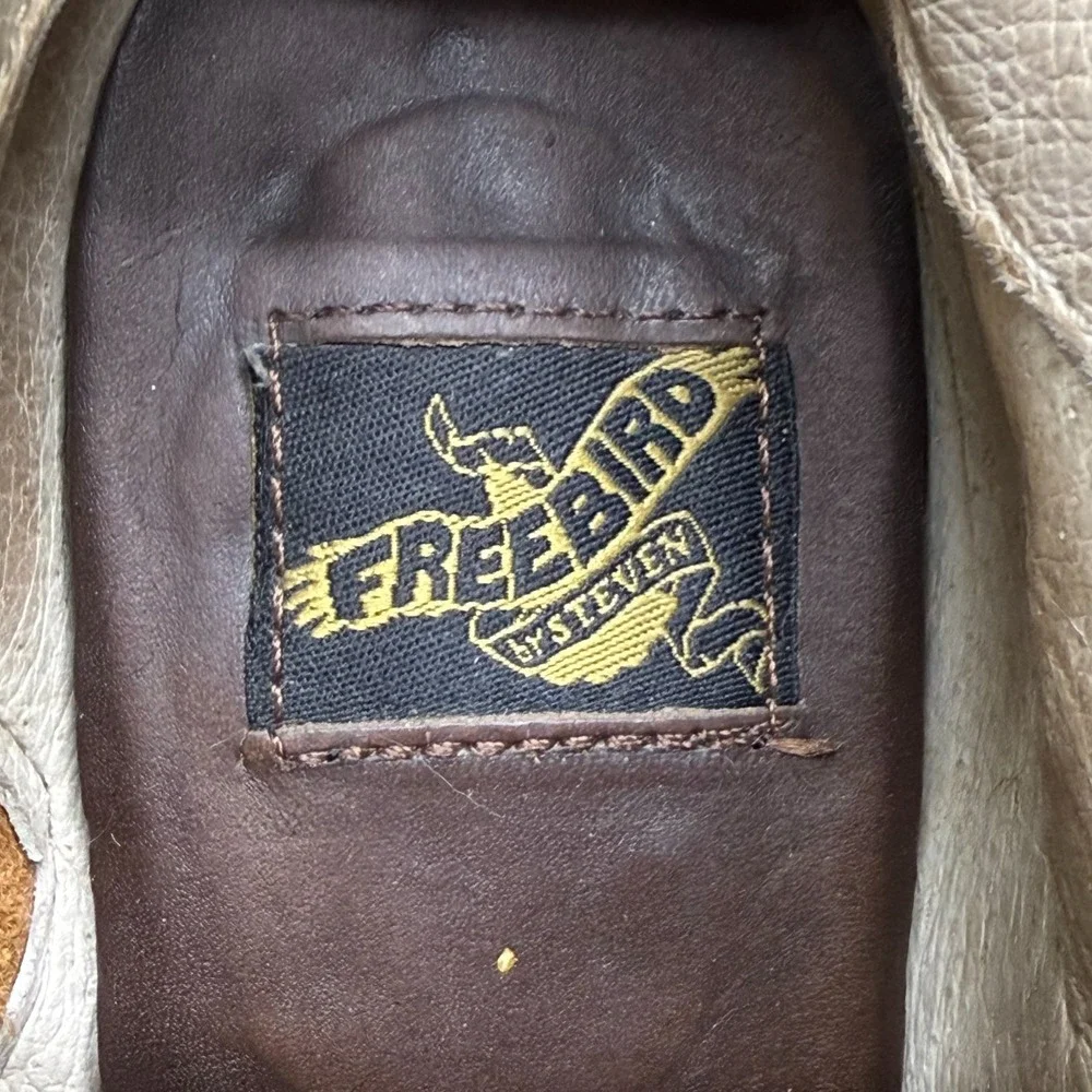 FREEBIRD Darius Bootie Brown Leather 9 Stacked Heel Zip Boho Festival Chic